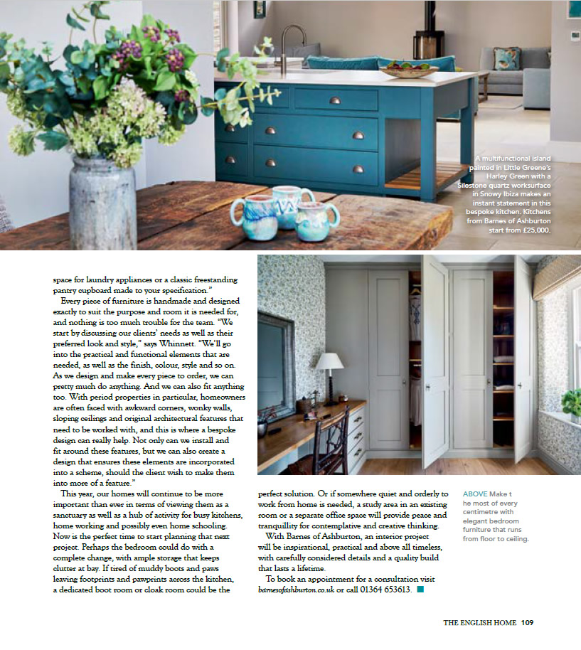 Barnes of Ashburton in English Home magasine article on home design